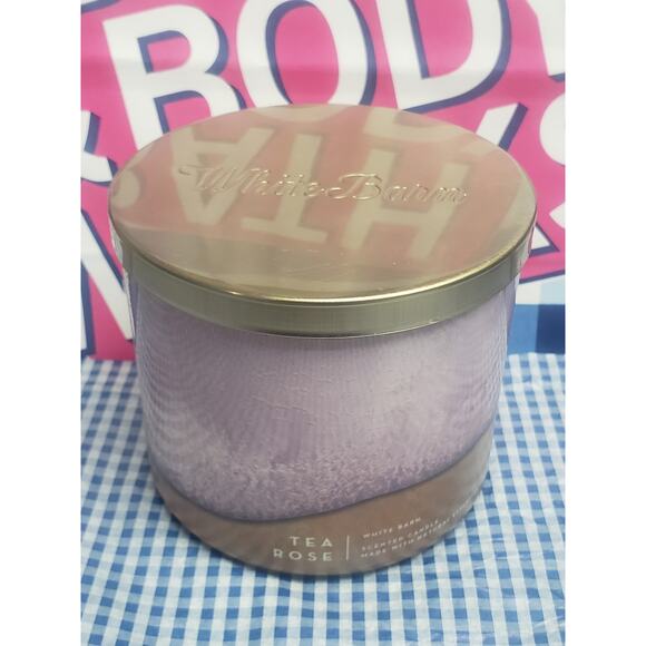 BBW Tea Rose Large 3 Wick Candle Home Fragrance Decor - Picture 1 of 2